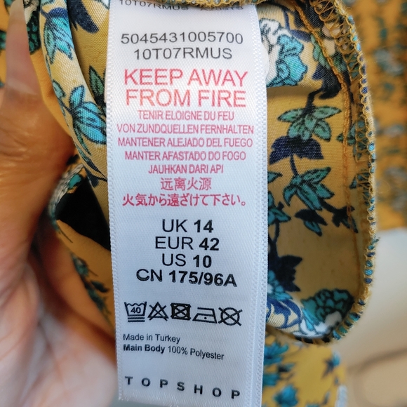 Topshop Yellow and Blue Floral Pleated Mini Dress - Picture 9 of 11